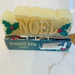 Vintage Gift Co NOEL Wax 3 Wick Wax Candle 7" Long x 2.5" Tall NEW.